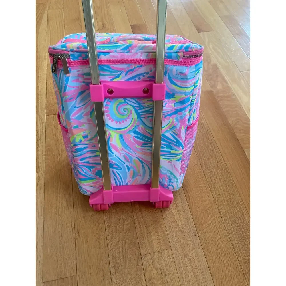 Lilly Pulitzer Suitcase Insulated Rolling Cooler Bag Pink Carnivale Coral Rare
